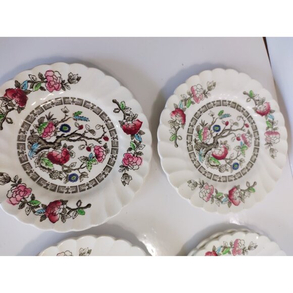 Vintage Myott Hand Engraved Nappies/Dessert Plates Indian Tree 1950's (set of 4) - Picture 5 of 14